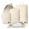 Epicka cream travel organizer set with packing cubes, shoe bag, and drawstring pouch