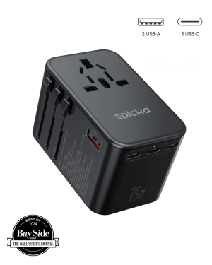 epicka-ta-105-max-75w-travel-adapter-charger Epicka 75W GaN universal travel adapter with 3 USB-C and 2 USB-A ports, Wall Street Journal Best of 2024 award.