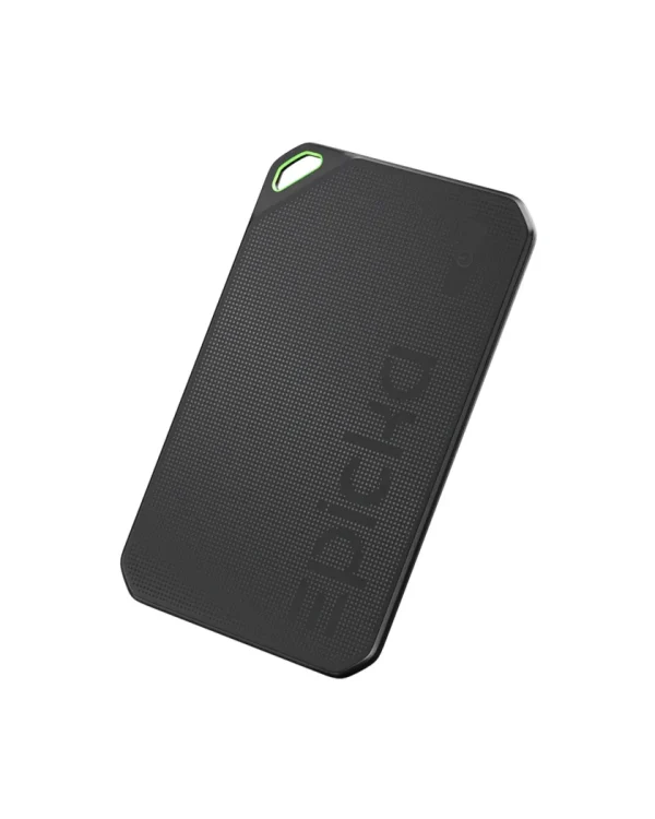 EPICa black portable SSD with green light