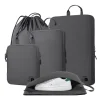 Epicka grey travel packing organizer set with shoe bag, laptop sleeve, and drawstring bag.