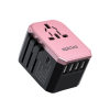 Epicka pink universal travel adapter with international plugs and USB-C ports