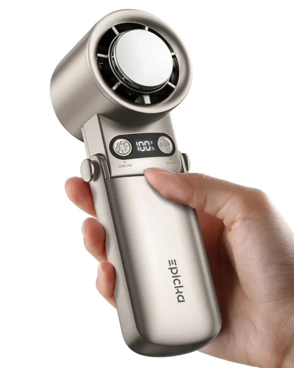 silver-foldable-turbo-handheld-fan EPICKA bladeless handheld cooler