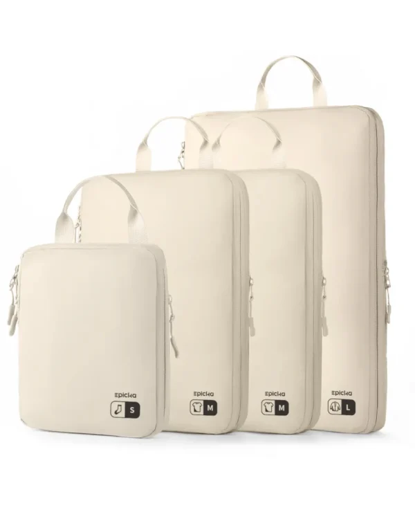 Epicka cream packing cubes set S M L for travel organization
