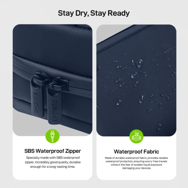 waterproof-electronics-organizer-travel-case Epicha waterproof travel case with SBS zipper and water-repellent fabric